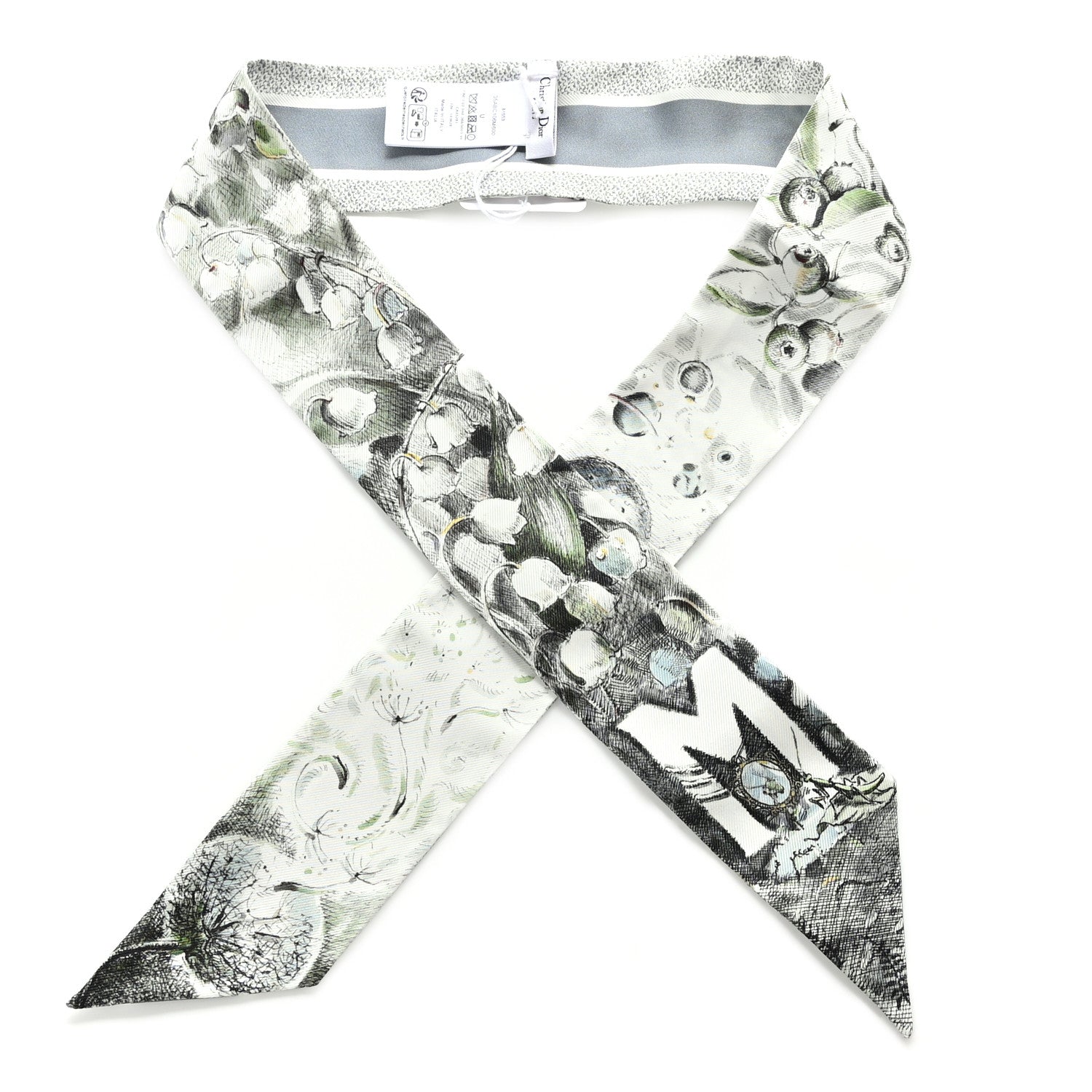 Christian Dior ABCDior M Silk Mitzah Scarf Gris 1 of 3