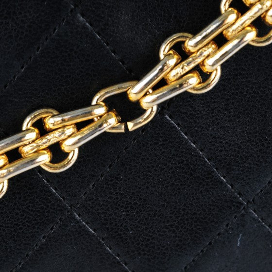 Lambskin Quilted Medium Bijoux Chain Double Flap Black