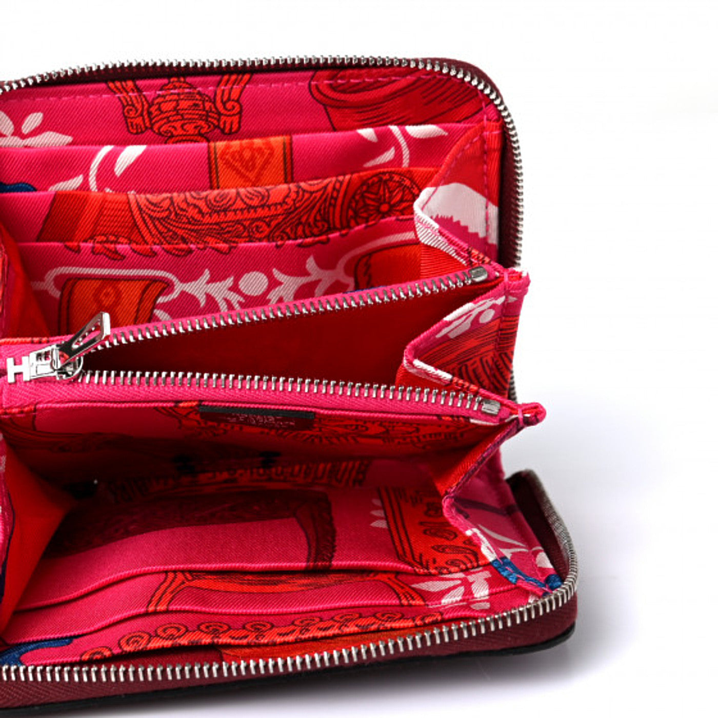 Epsom Silk'In Compact Wallet Rouge H Rose Mexico