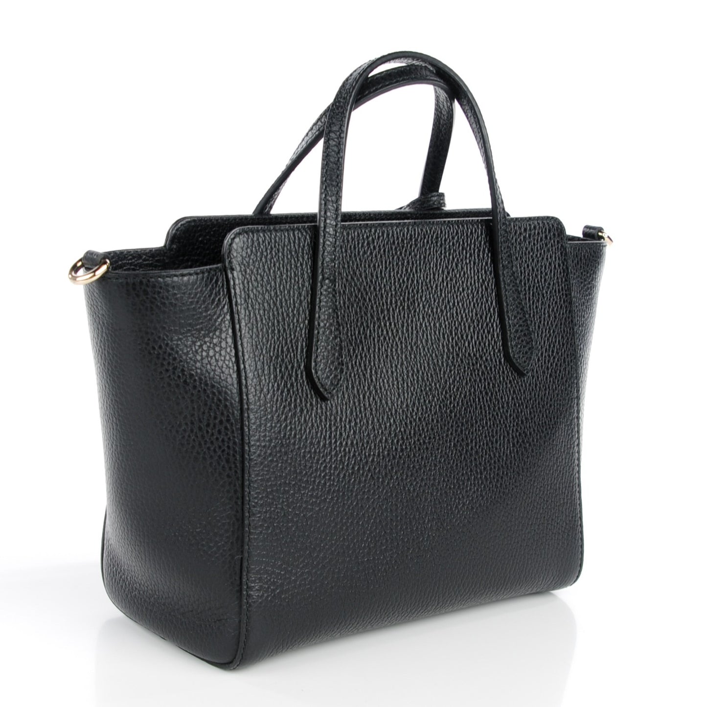 Dollar Calfskin Mini Swing Top Handle Bag Black