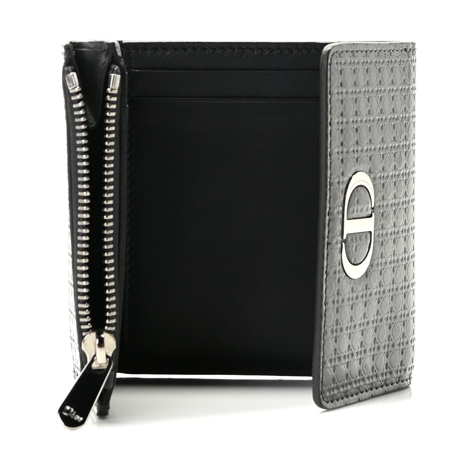 Metallic Patent Micro-Cannage 30 Montaigne Lotus Wallet Onyx Black