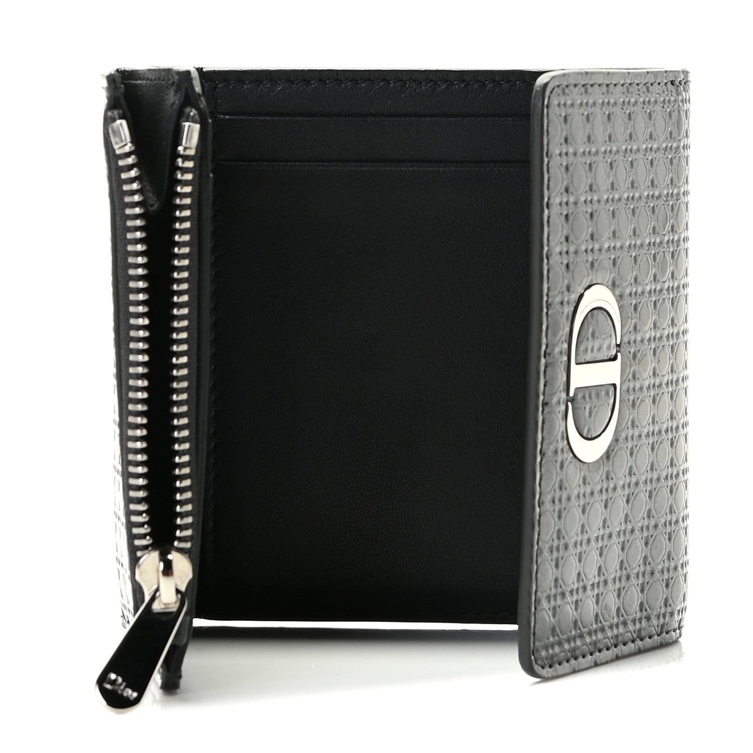Christian Dior Metallic Patent Micro-Cannage 30 Montaigne Lotus Wallet Onyx Black 5 of 8