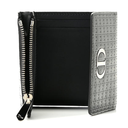 Christian Dior Metallic Patent Micro-Cannage 30 Montaigne Lotus Wallet Onyx Black 5 of 8