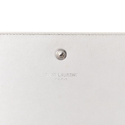 Saint Laurent Calfskin Crocodile Embossed Monogram Chain Wallet White 13 of 15