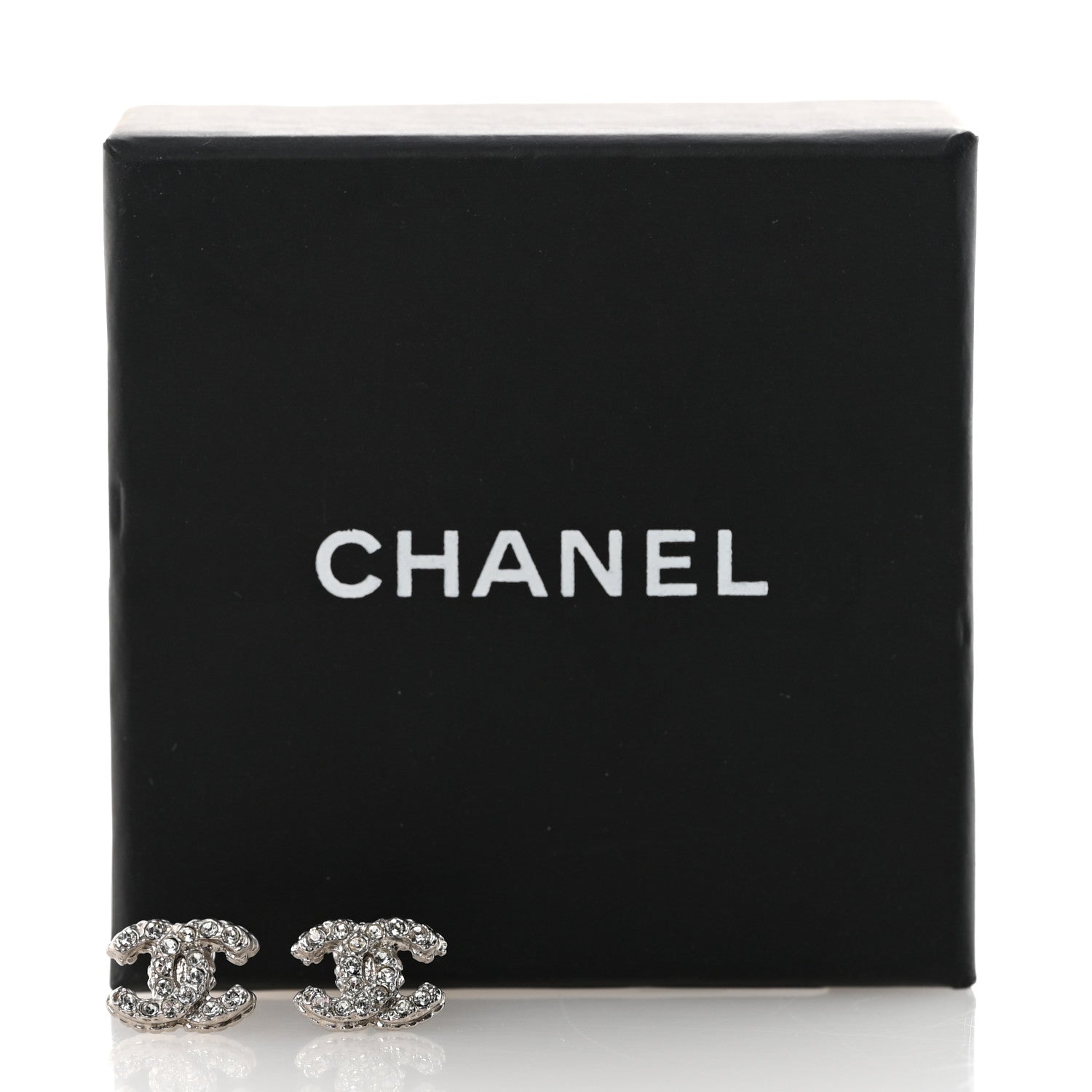 Chanel Crystal CC Earrings Silver 4 of 4