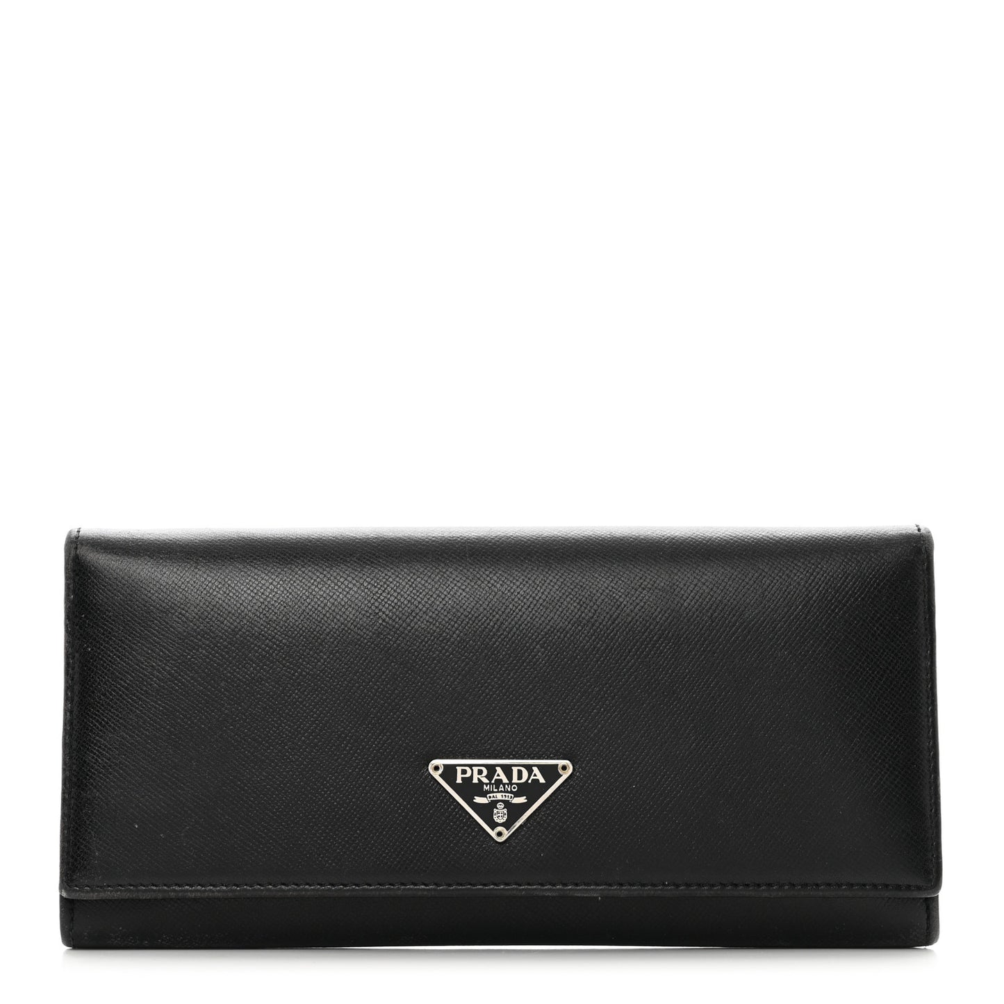 Saffiano Metal Continental Flap Wallet Black