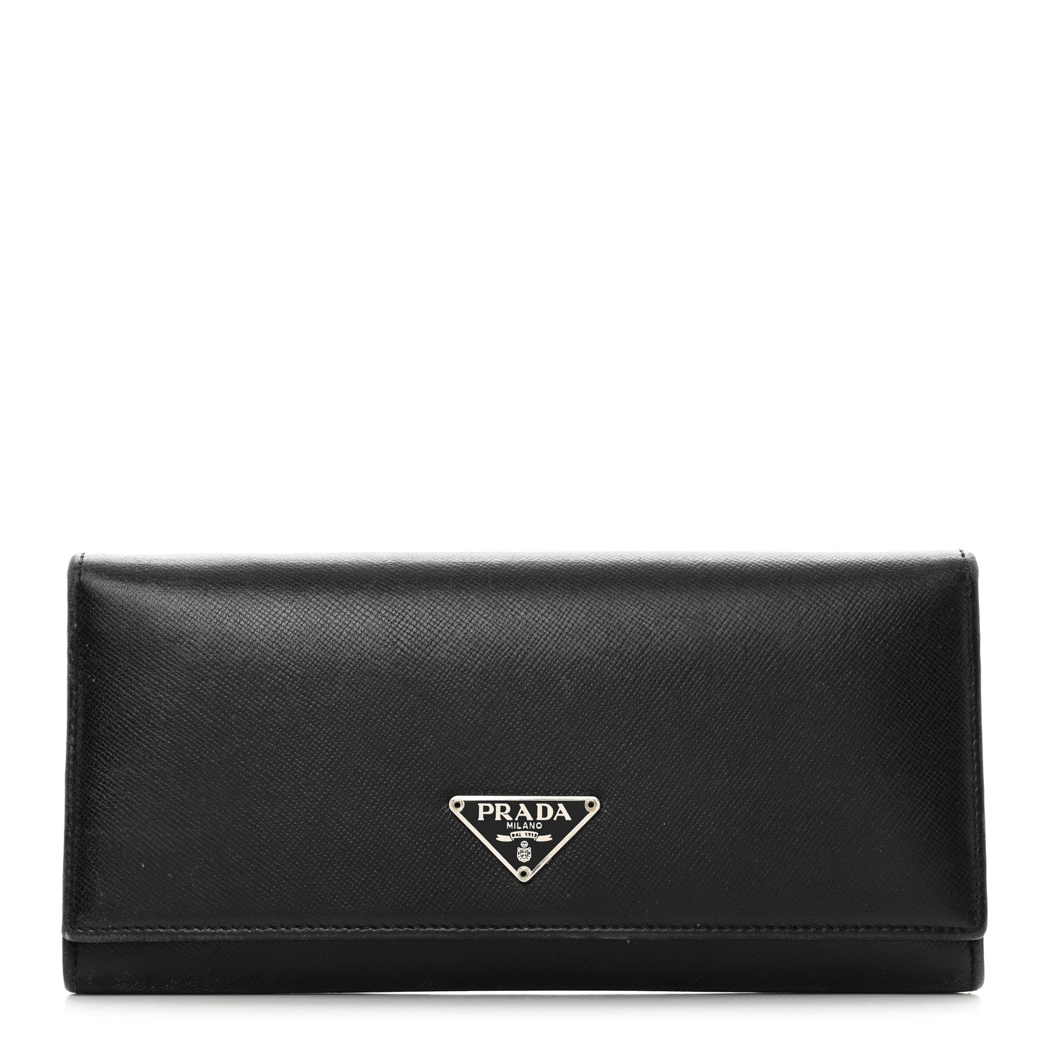 Prada Saffiano Metal Continental Flap Wallet Black 1 of 11