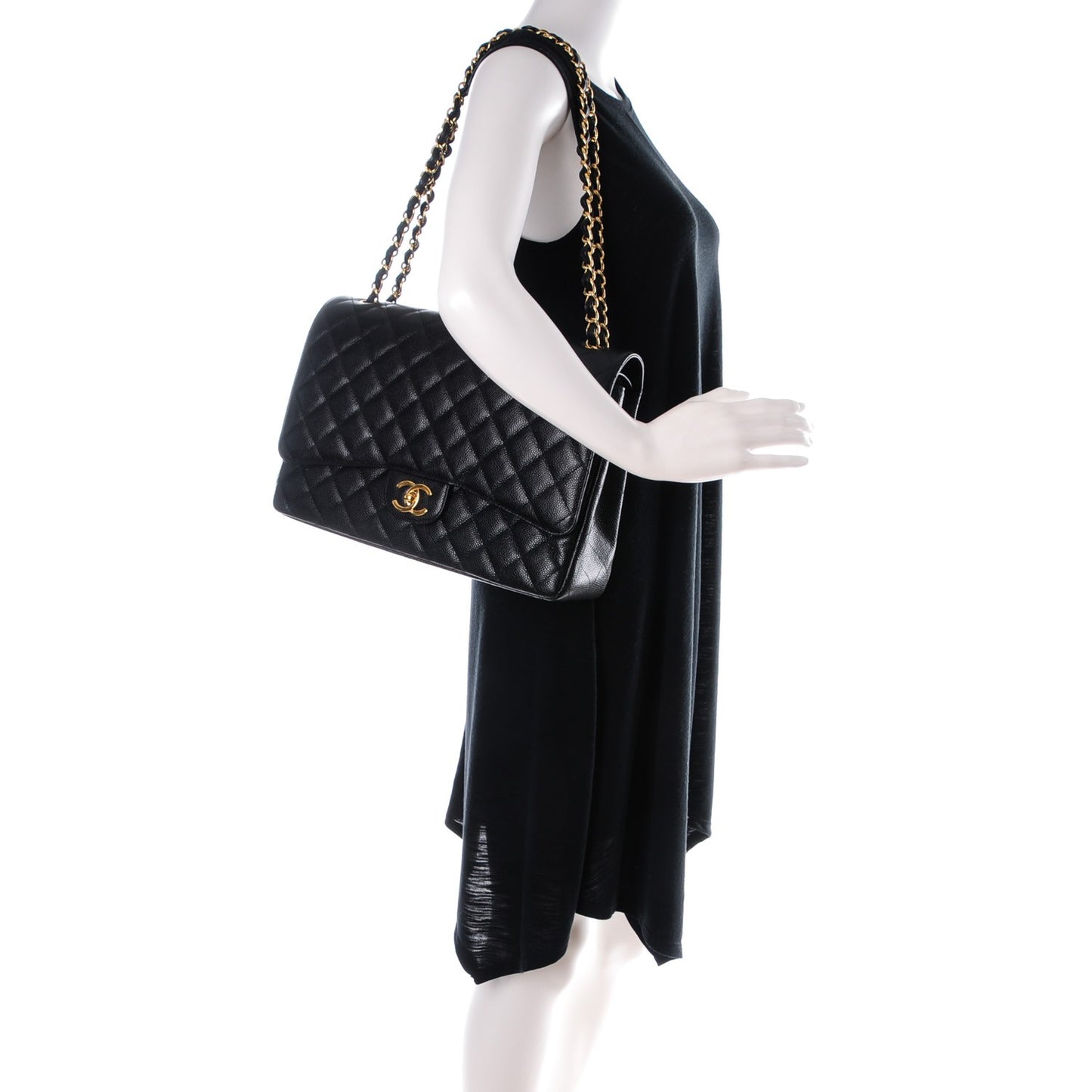 Caviar Quilted Maxi Double Flap Black