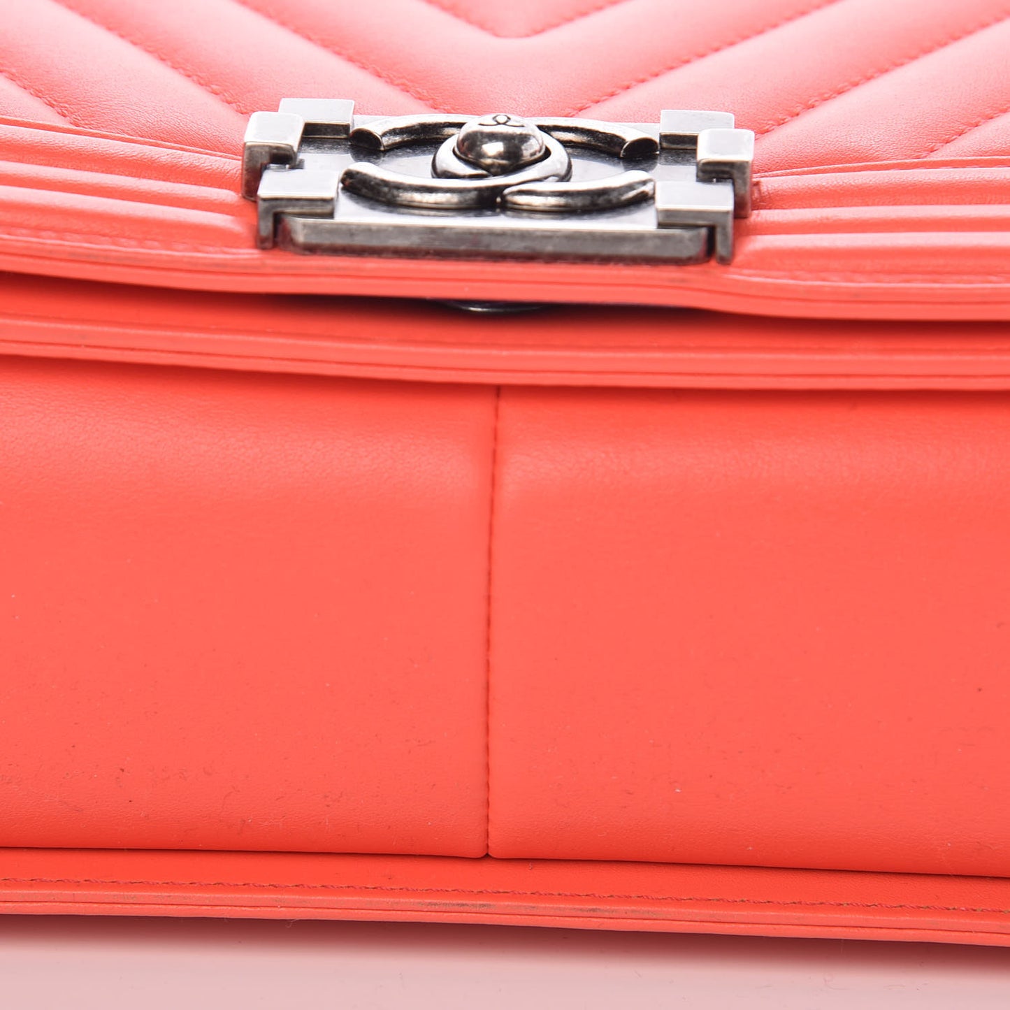 Calfskin Chevron Quilted New Medium Boy Flap Coral