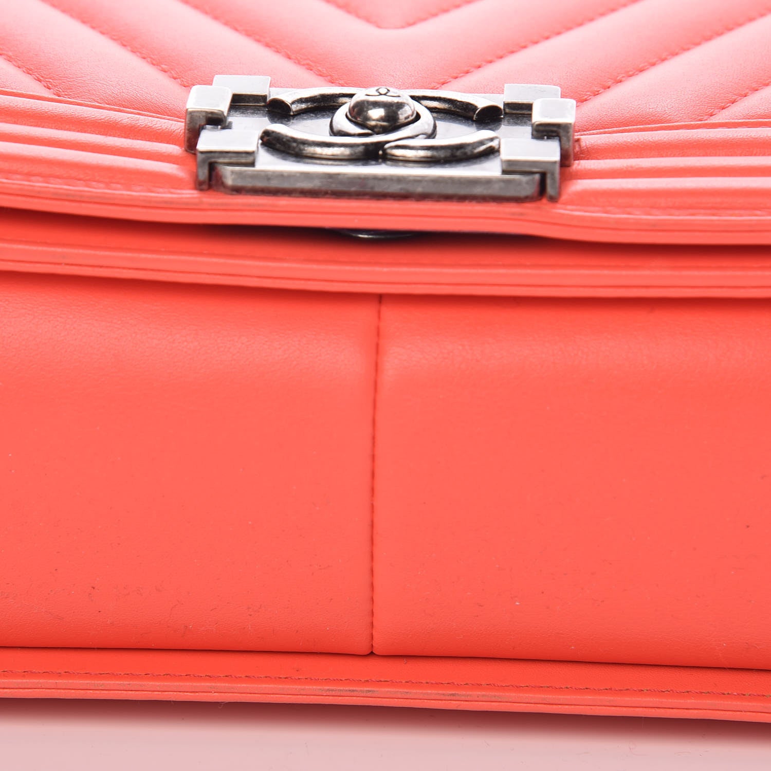 Chanel Calfskin Chevron Quilted New Medium Boy Flap Coral 13 of 13