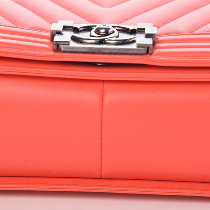 Chanel Calfskin Chevron Quilted New Medium Boy Flap Coral 13 of 13