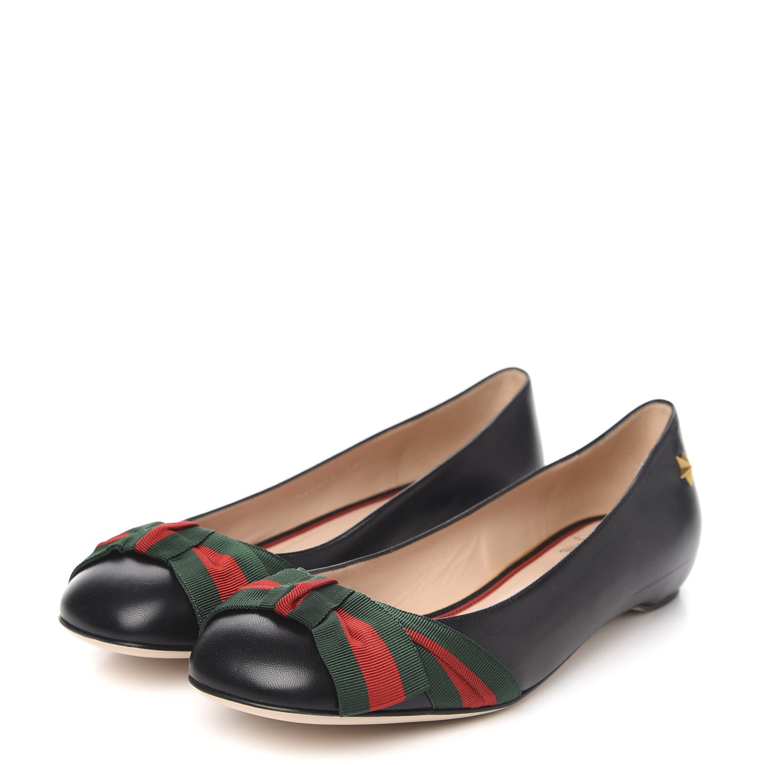 Gucci Calfskin Web Ballerina Flat 38.5 Black 3 of 9