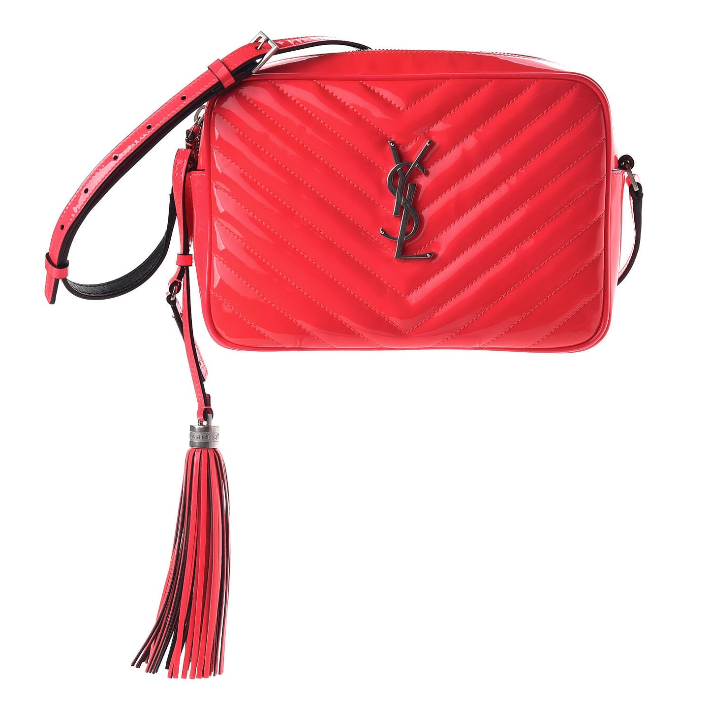 Patent Calfskin Matelasse Monogram Lou Camera Bag Neon Pink