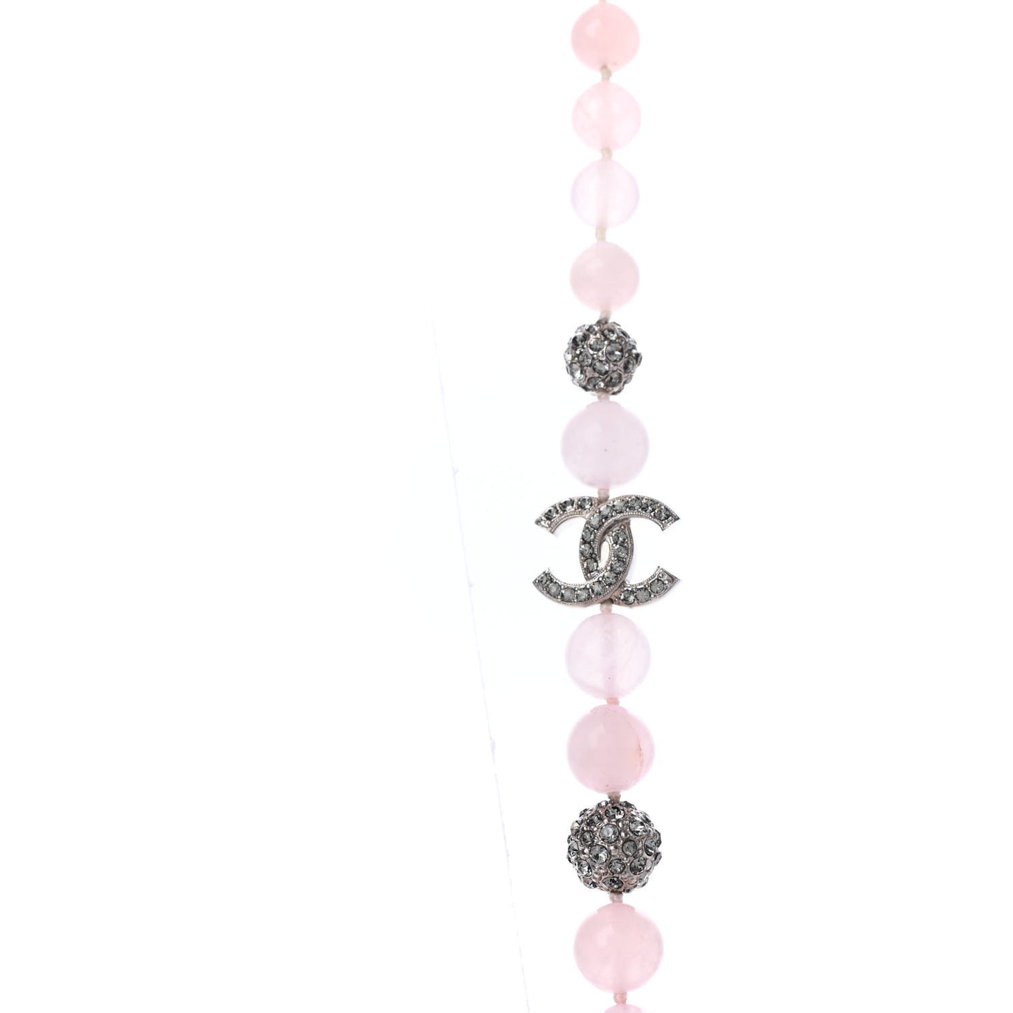 Bead Crystal CC Long Necklace Pink