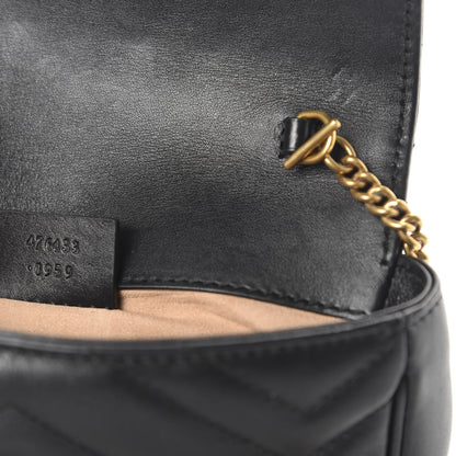 Gucci Calfskin Matelasse Super Mini GG Marmont Shoulder Bag Black 9 of 10