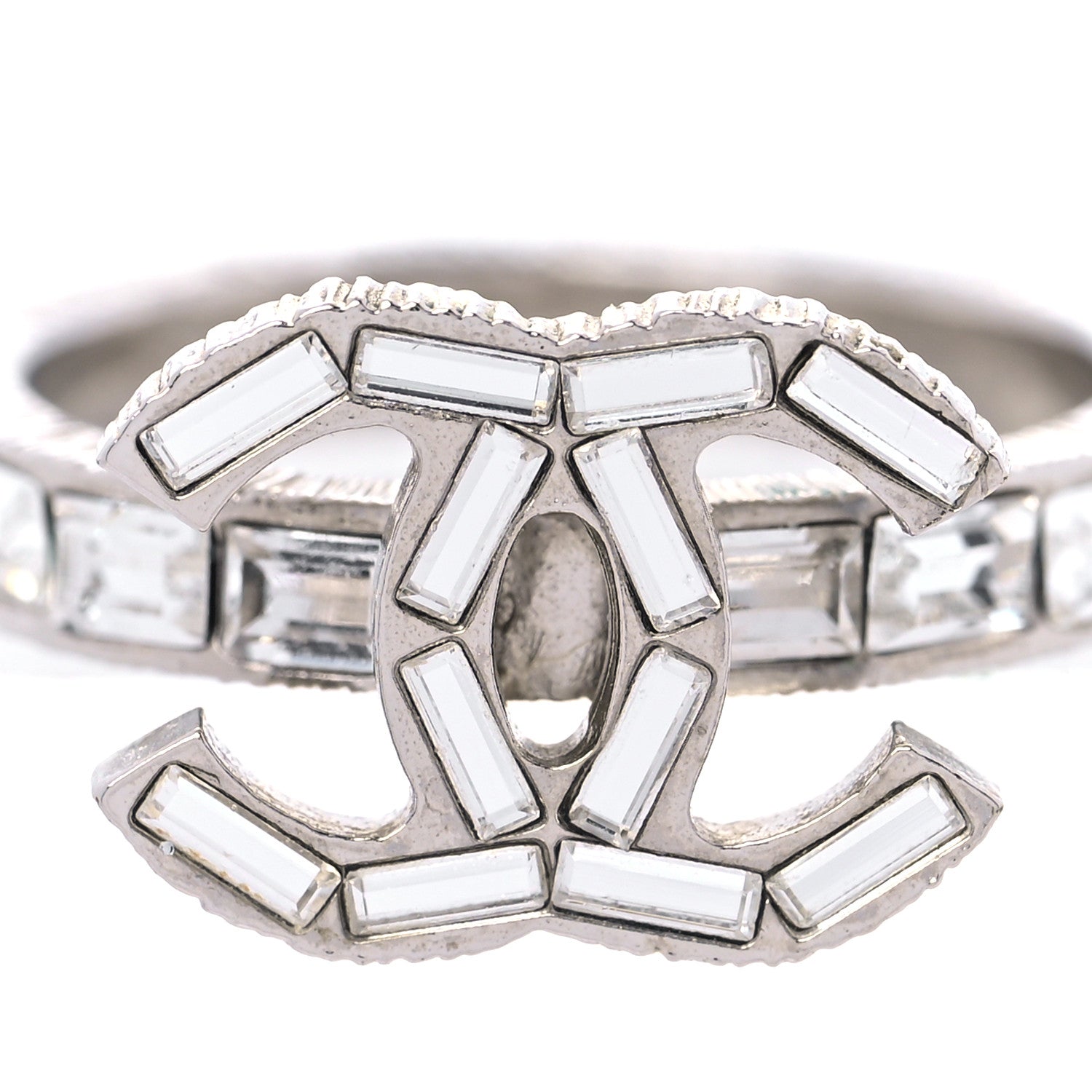 Chanel Crystal Baguette CC Ring 6 Silver 4 of 6
