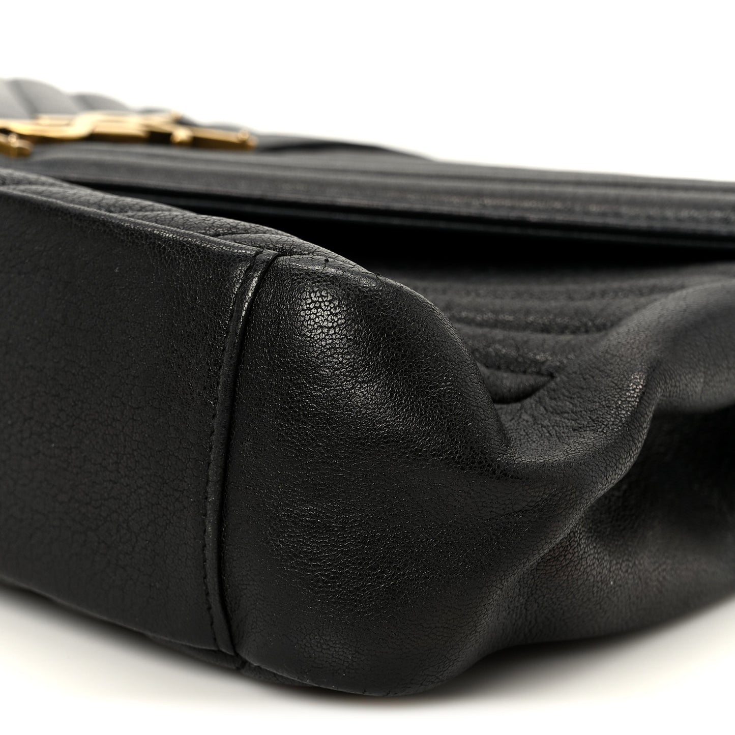 Sheepskin Matelasse Chevron Monogram Large College Satchel Black