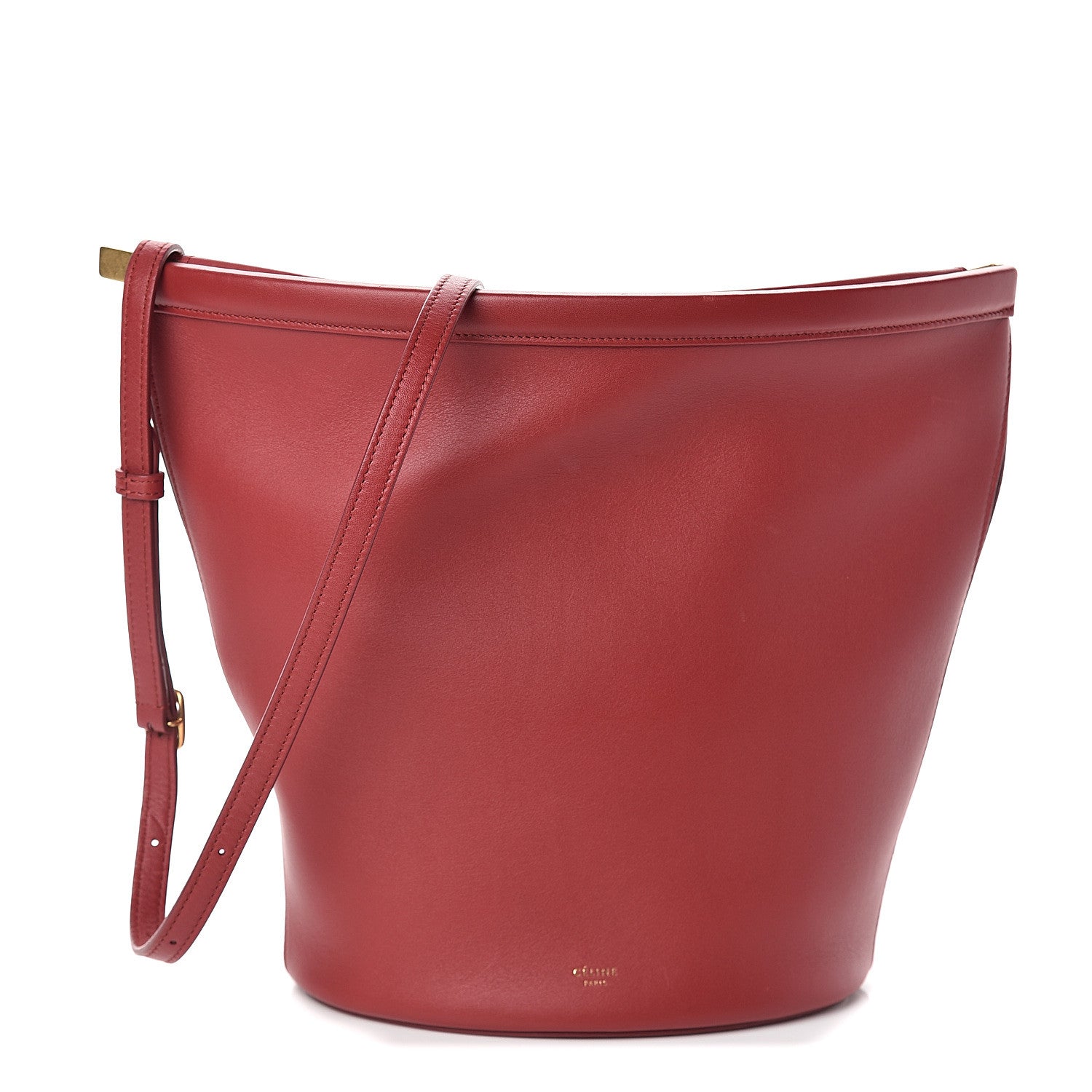 Celine Smooth Calfskin Clasp Bucket Bag Red 1 of 8