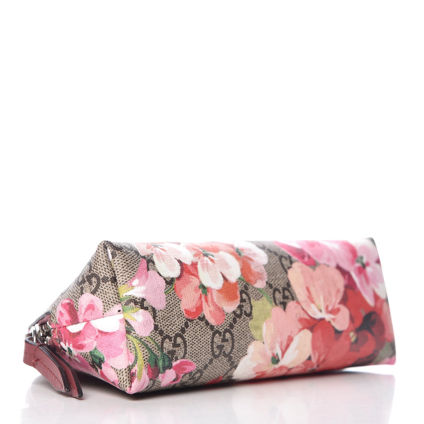 GG Supreme Monogram Blooms Small Pouch Cosmetic Case Beige Multicolor Dry Rose