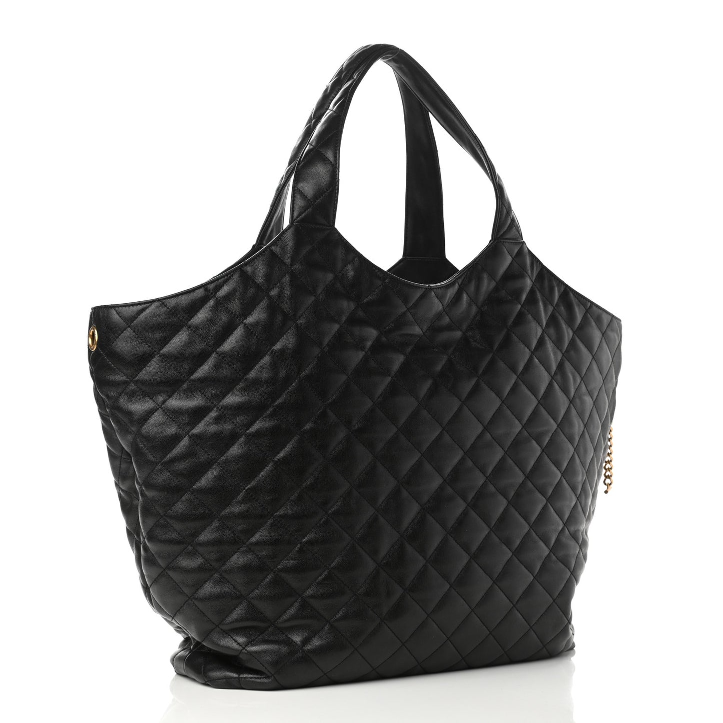 Lambskin Quilted Maxi Icare Shopping Tote Black