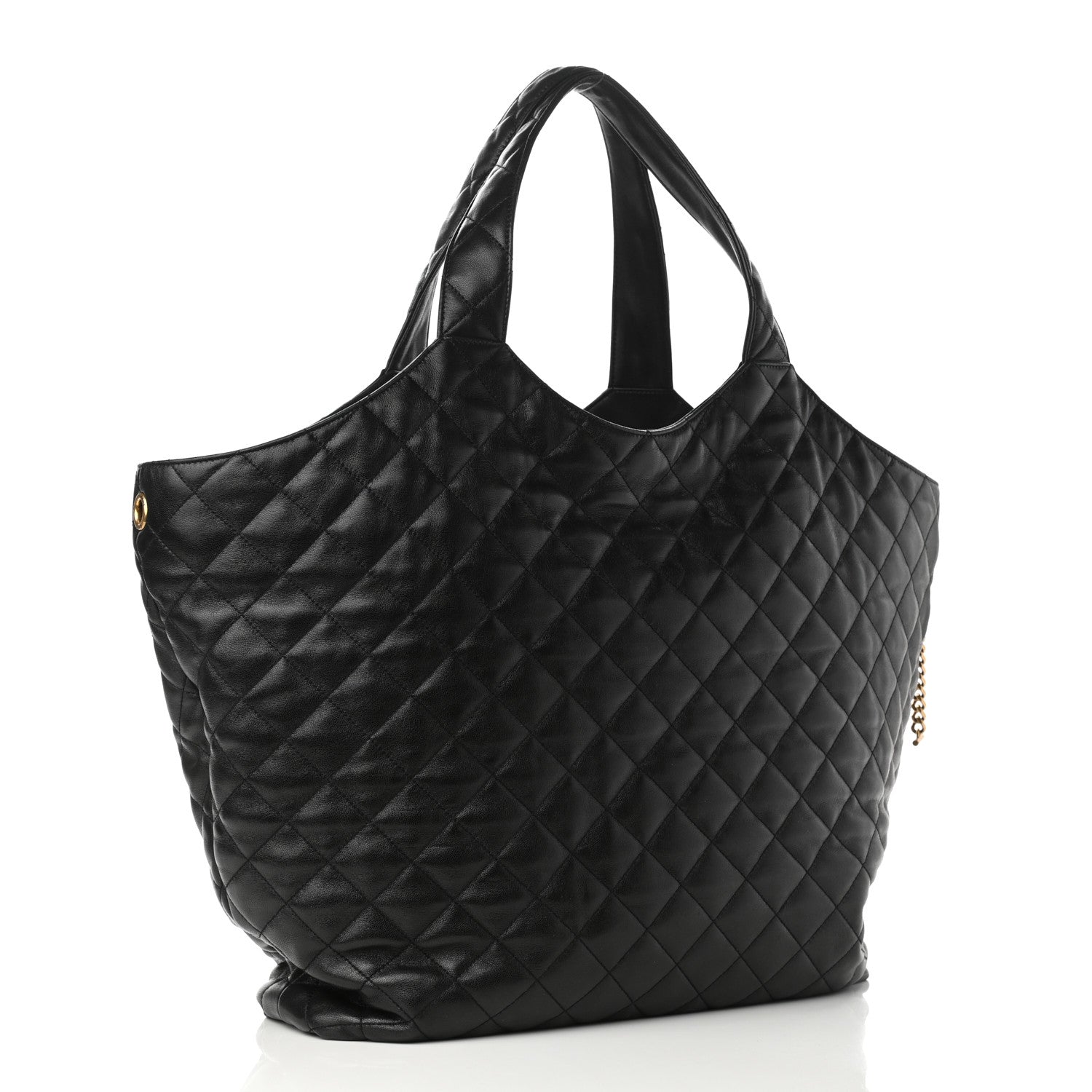 Saint Laurent Lambskin Quilted Maxi Icare Shopping Tote Black 4 of 10