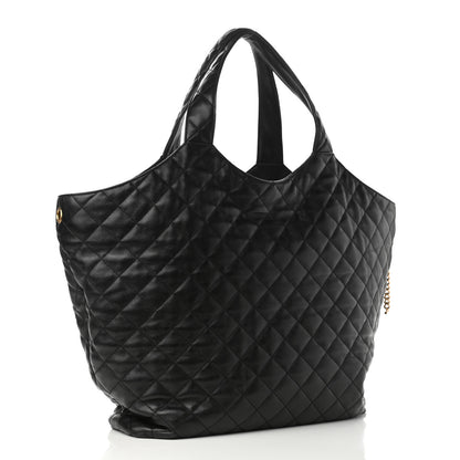 Saint Laurent Lambskin Quilted Maxi Icare Shopping Tote Black 4 of 10