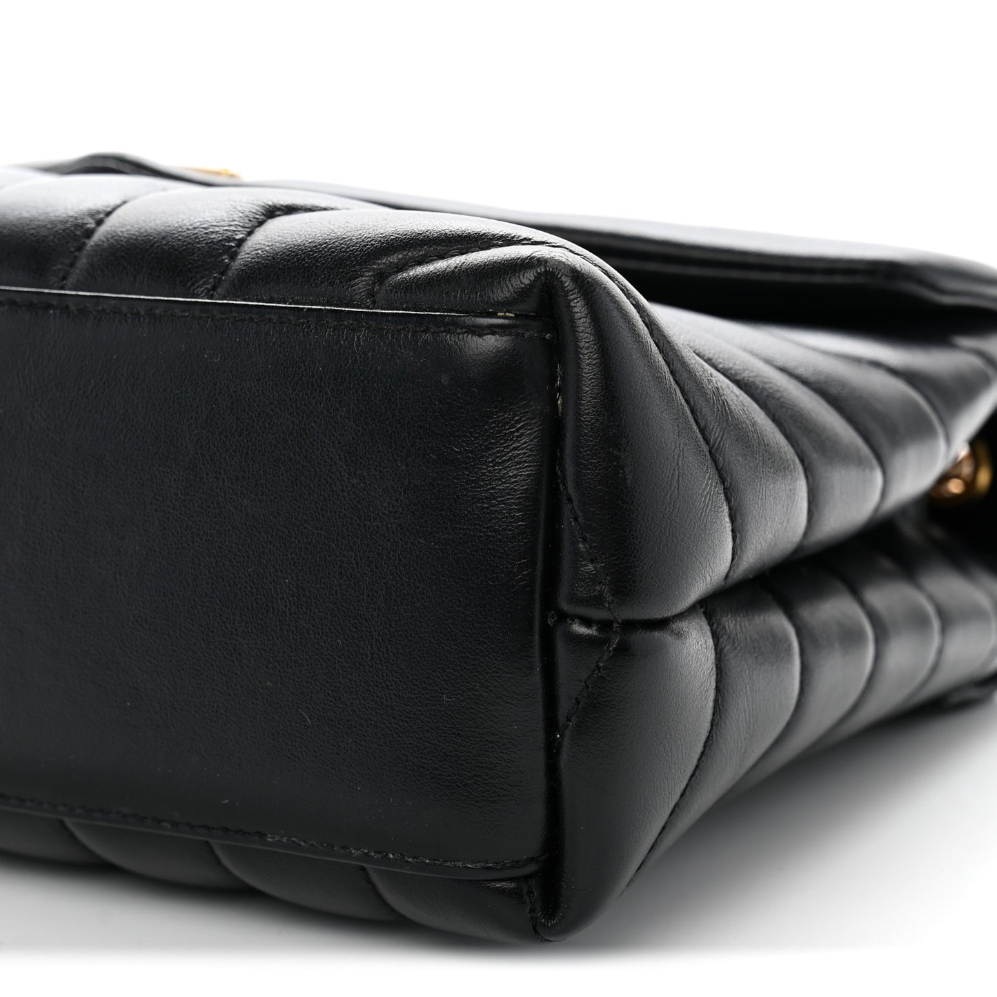 Calfskin Y Quilted Monogram Small Loulou Chain Satchel Black