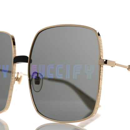 Gucci Metal Rectangular Guccify Frame Sunglasses GG0414S Gold 7 of 8
