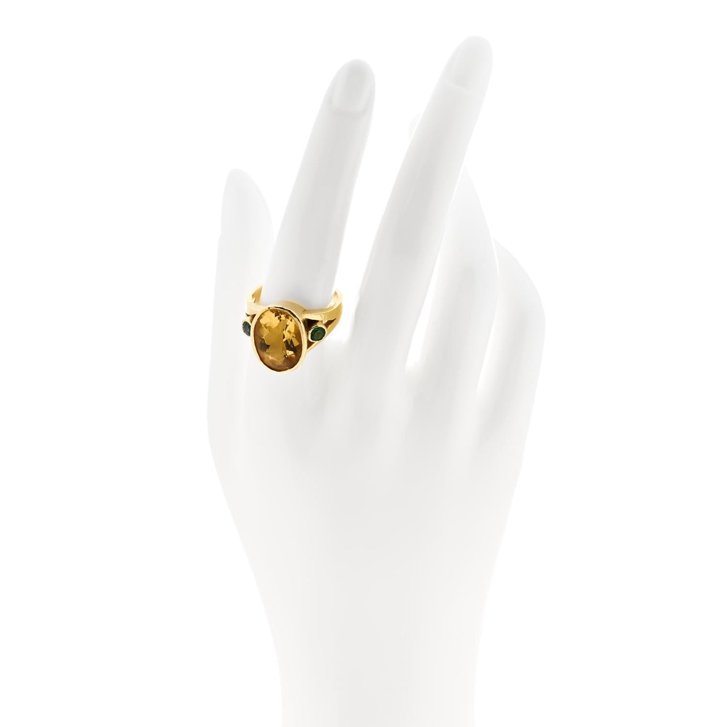 19K Yellow Gold Heliodor Tsavorite Ring 59 8.75