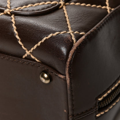 Chanel Calfskin Contrast Stitch Surpique Bowler Dark Brown 12 of 12