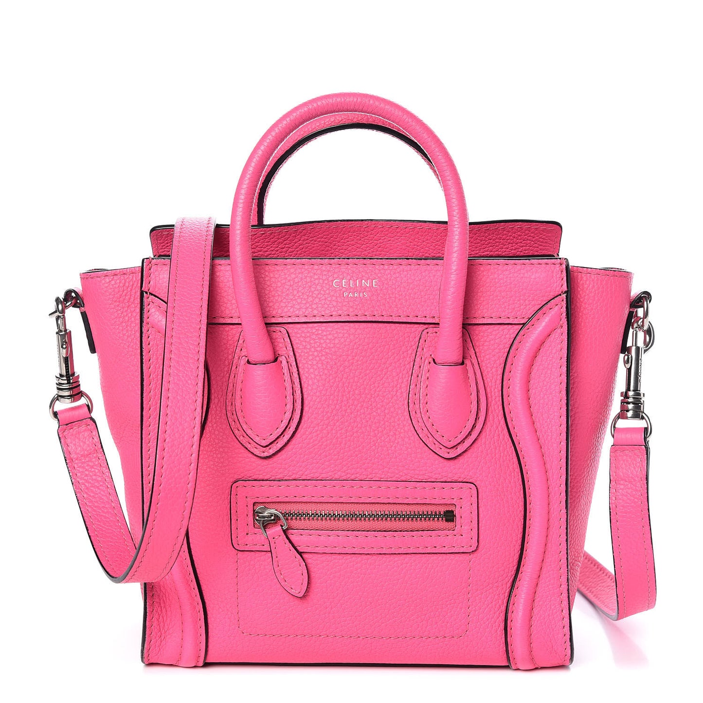 Drummed Calfskin Nano Luggage Fluo Pink