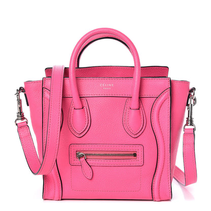 Celine Drummed Calfskin Nano Luggage Fluo Pink 1 of 12