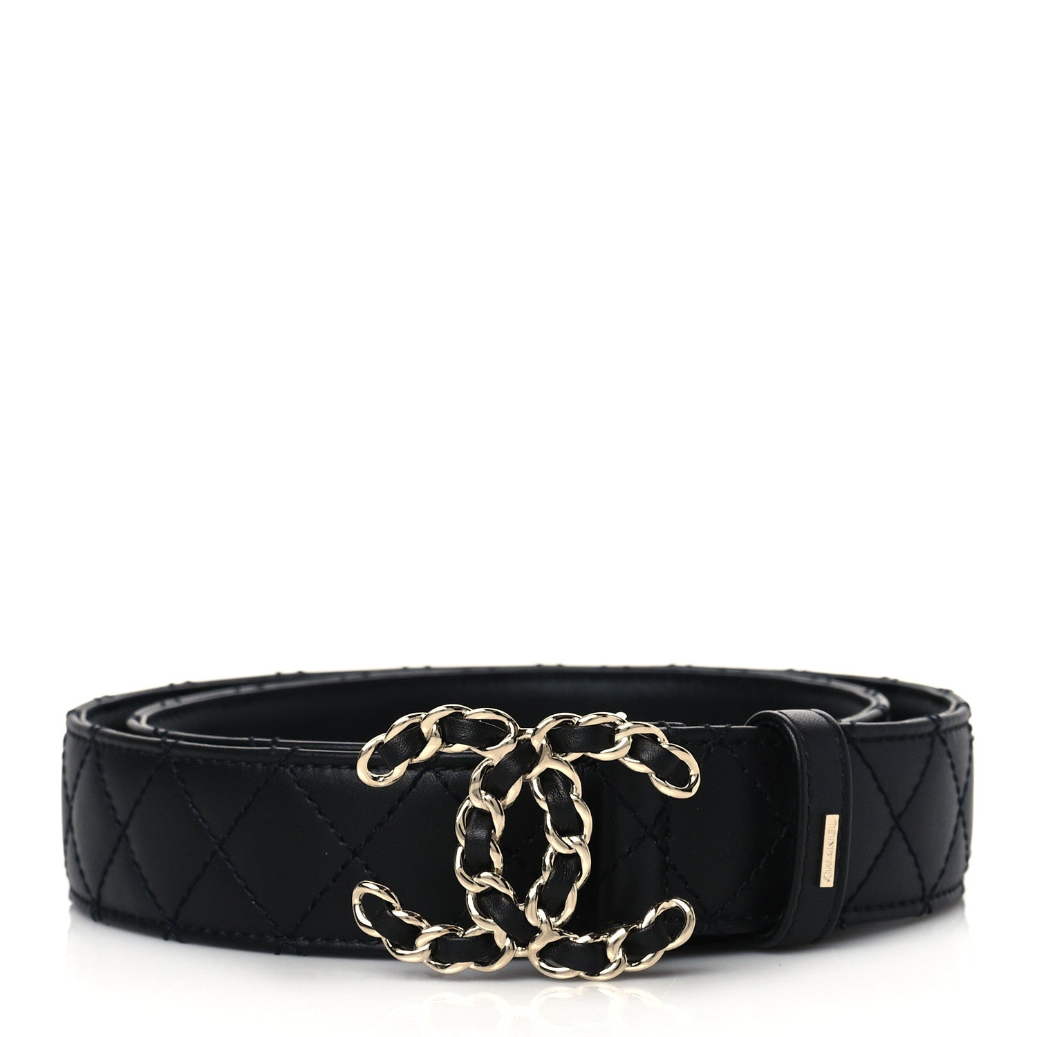 Chanel Calfskin Quilted CC Chain Belt 85 Black 1 of 9