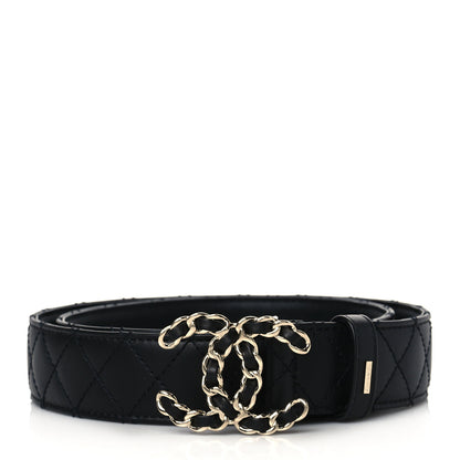 Chanel Calfskin Quilted CC Chain Belt 85 Black 1 of 9