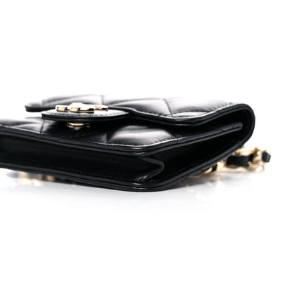 Chanel Lambskin Quilted Elegant Chain Mini Flap Belt Bag Black 9 of 12