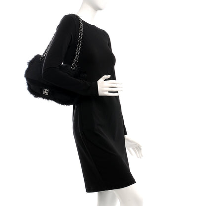 Chanel Suede Shearling Quilted Flap Black 2 of 7