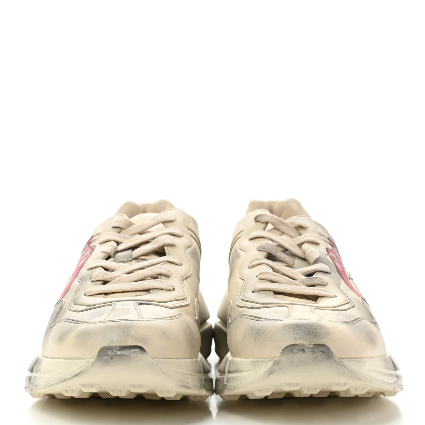 Calfskin Mouth Print Mens Rhyton Sneakers 9.5 Ivory