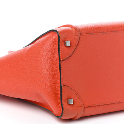 Celine Drummed Calfskin Mini Luggage Vermillion 7 of 9