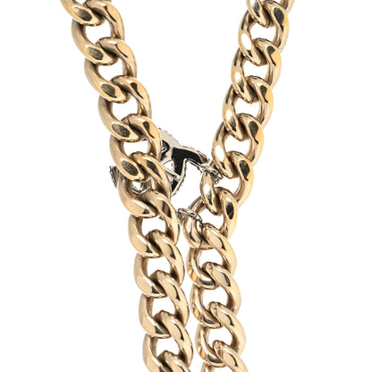 Chanel Chain Link Crystal CC Dog Tag Charm Necklace Gold 4 of 5