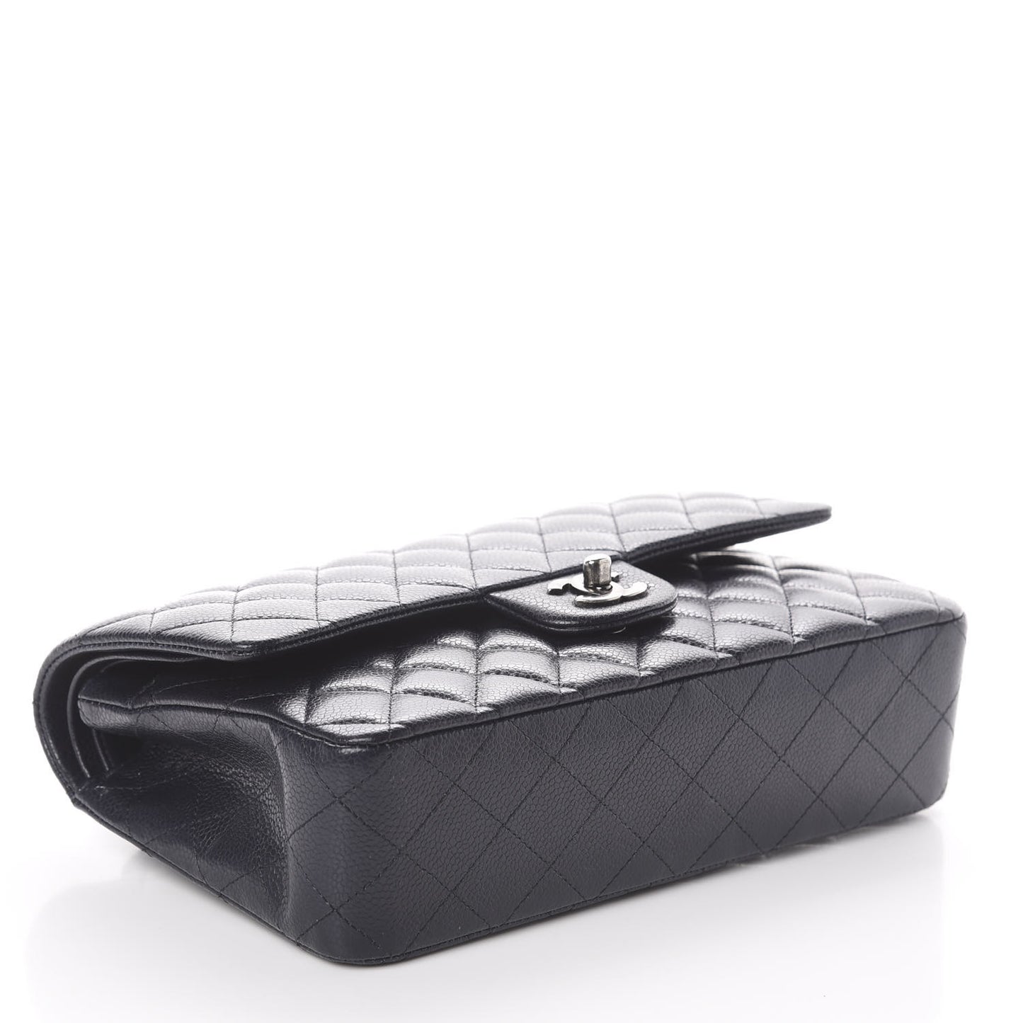 Caviar Quilted Medium Double Flap Navy