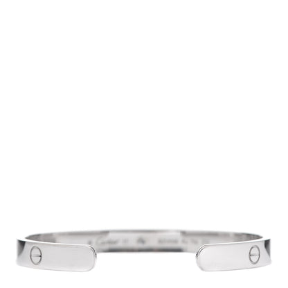 Cartier 18K White Gold 1 Diamond LOVE Cuff Bracelet 17 3 of 4
