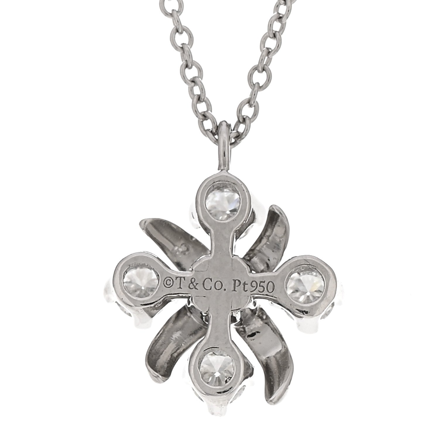 Tiffany Platinum Diamond Schlumberger Lynn Pendant Necklace 4 of 5