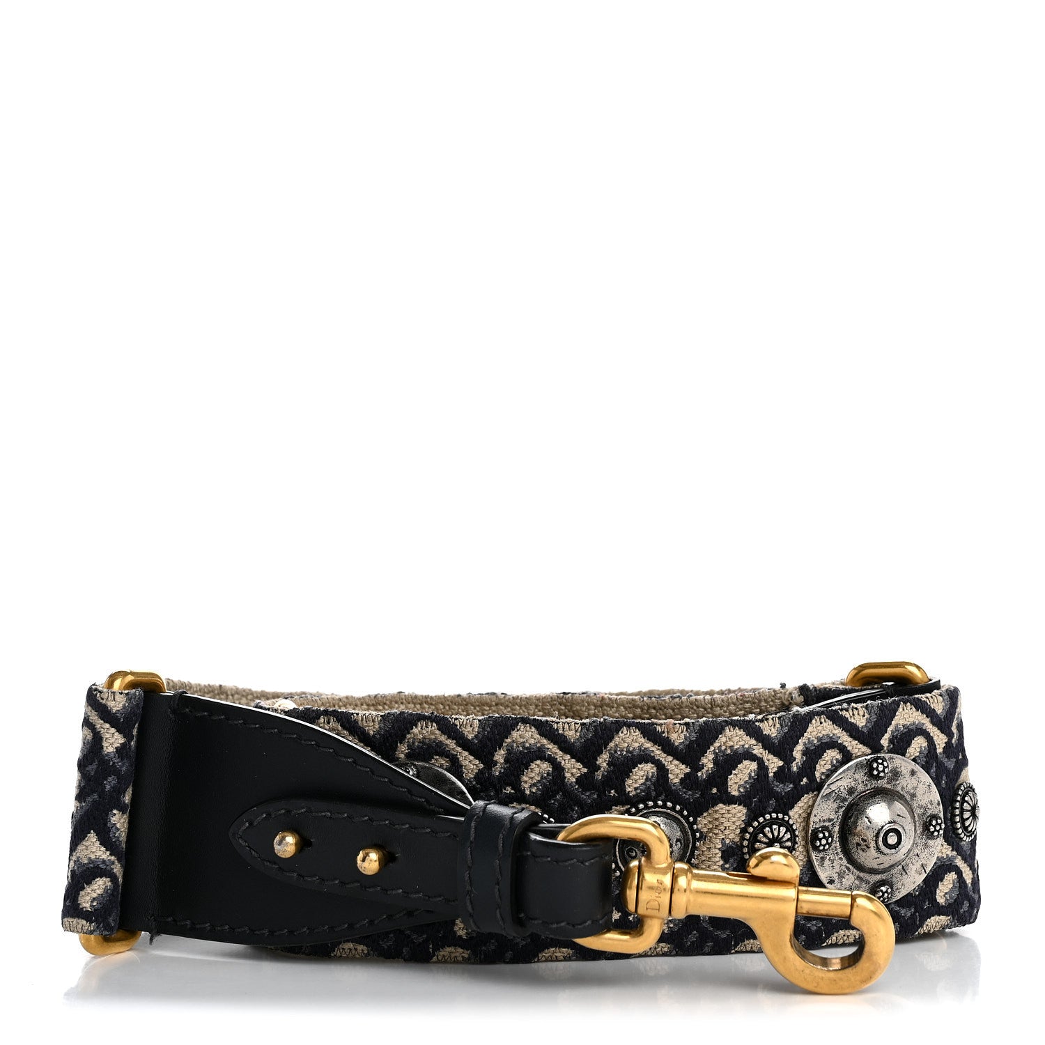 Christian Dior Oblique Studded Shoulder Strap Blue 1 of 5