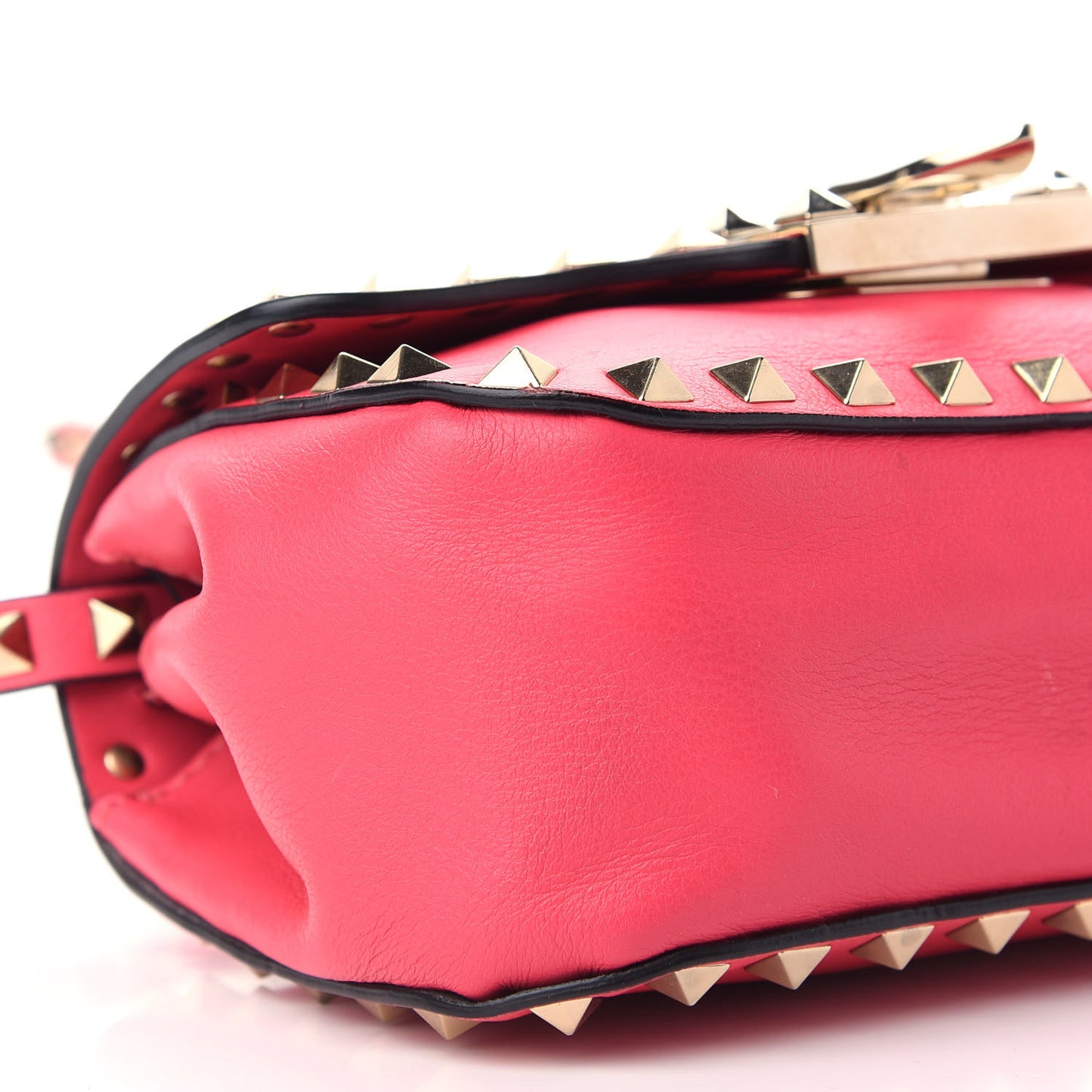 Vitello Mini Rockstud Flap Saddle Crossbody Bag Deep Rose