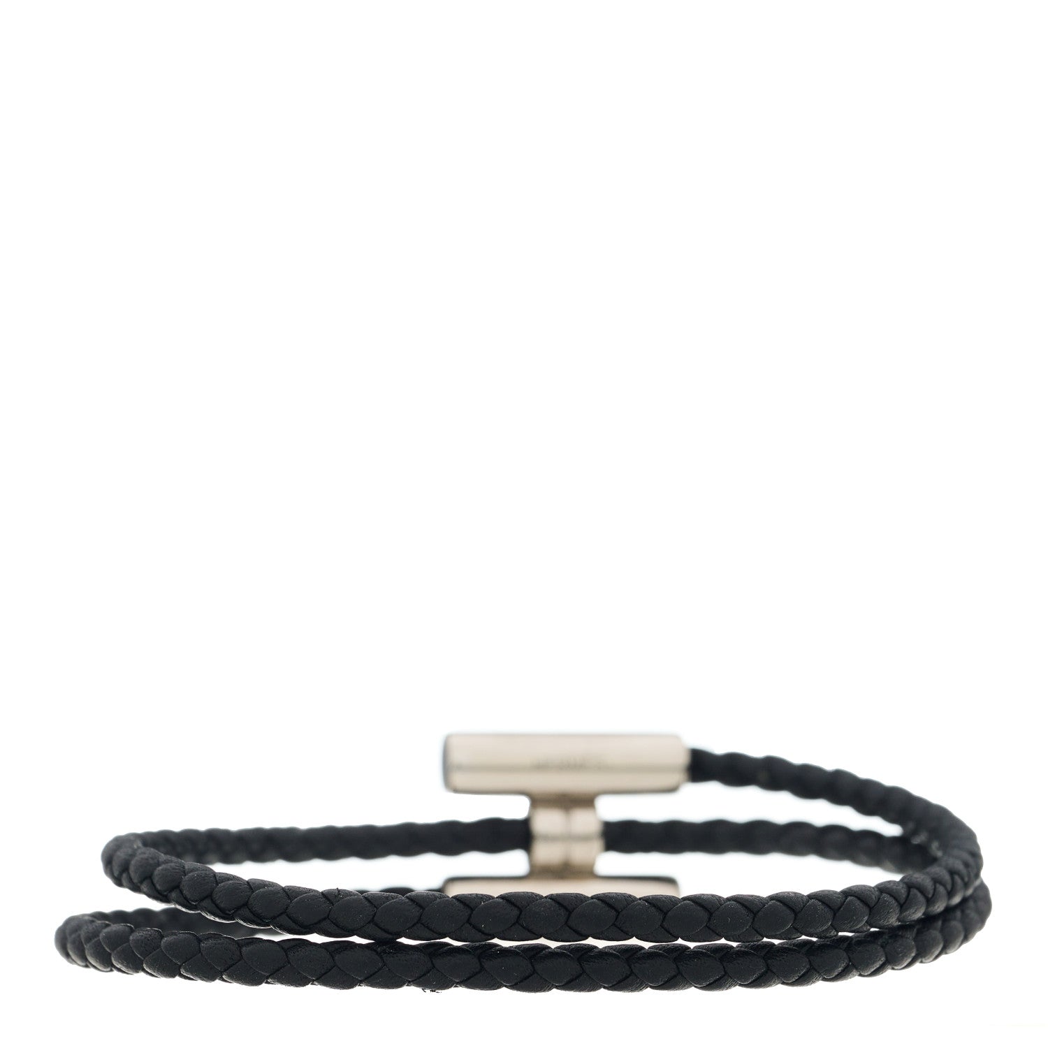 Hermes Swift Double Wrap Cord Tournis Tresse Bracelet Black 2 of 3