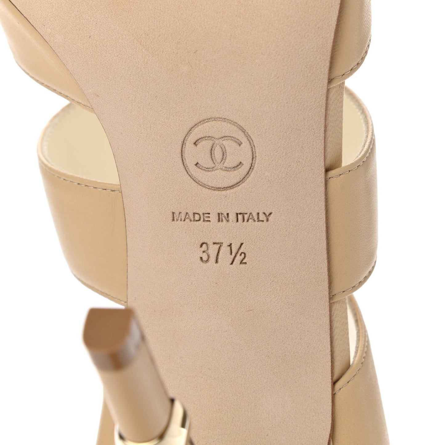 Lambskin CC Strappy Sandal 37.5 Beige