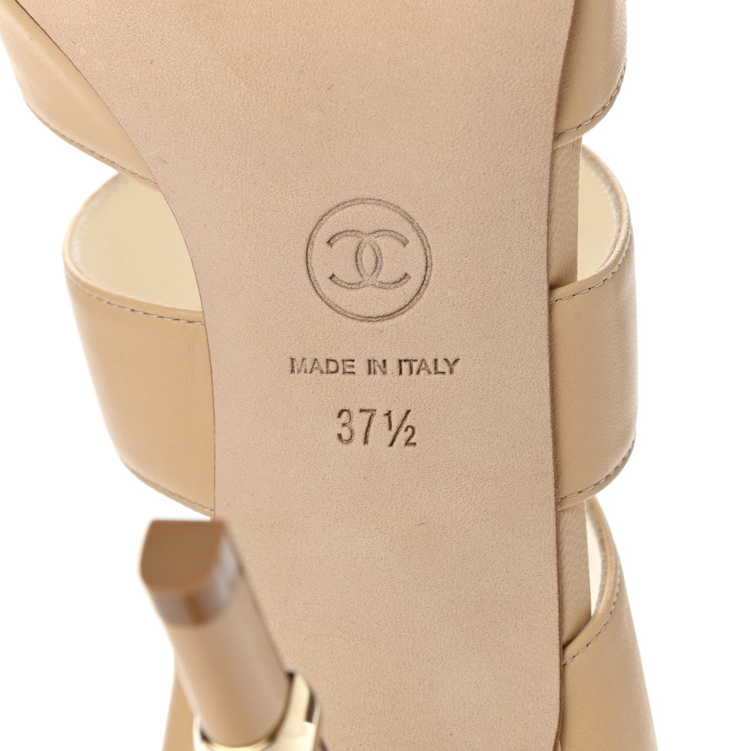 Chanel Lambskin CC Strappy Sandal 37.5 Beige 6 of 10