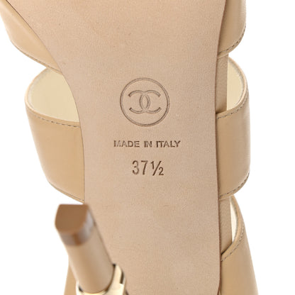 Chanel Lambskin CC Strappy Sandal 37.5 Beige 6 of 10