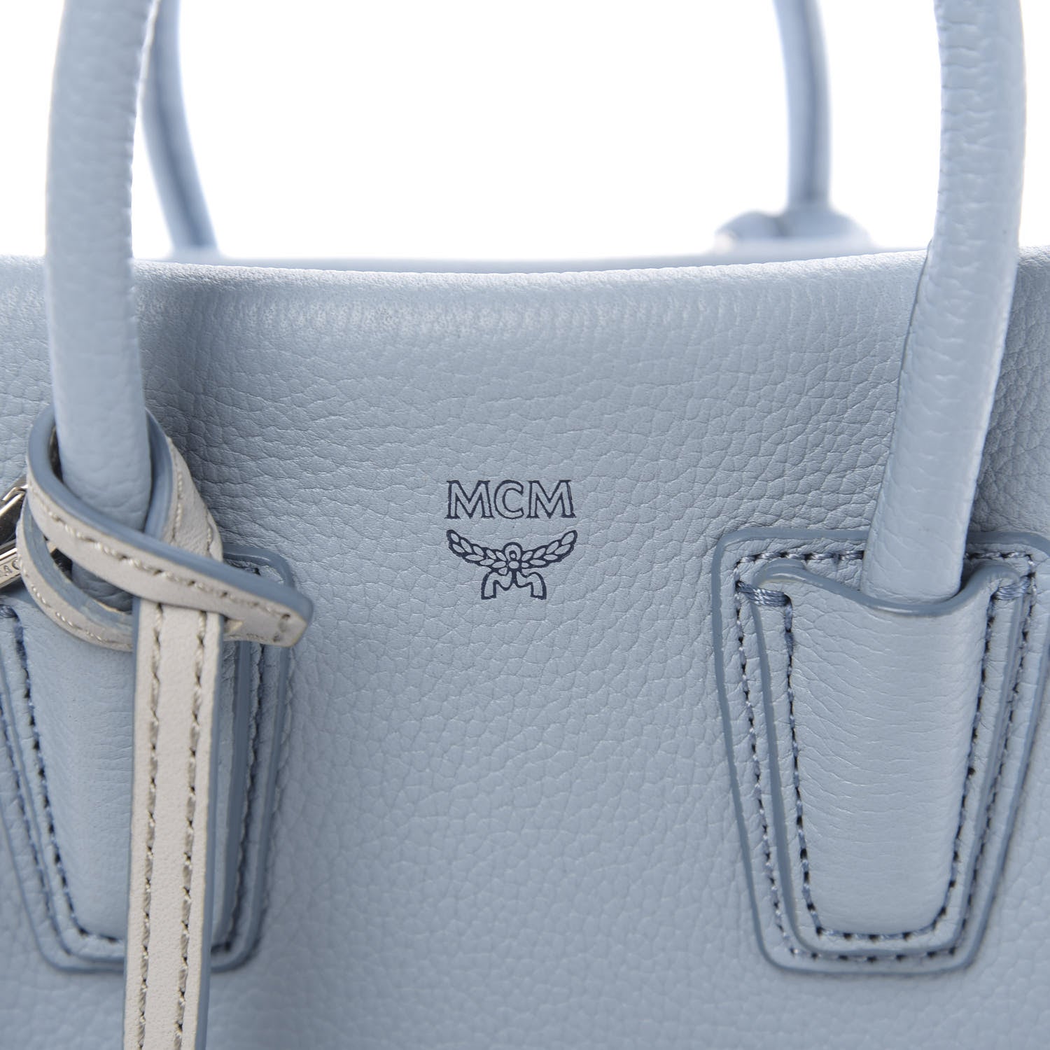 MCM Grained Calfskin Mini Milla Tote Sky Blue 5 of 8
