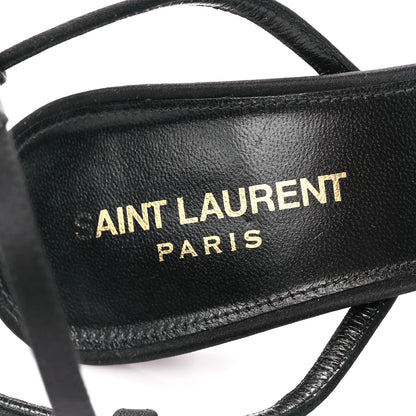 Saint Laurent Crepe Satin Clara 110 Ankle Strap Sandals 38 Black 7 of 9